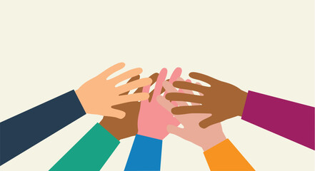 Diversity and unity hands, vector illustration