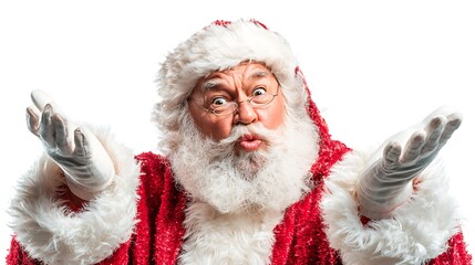 Christmas Santa Claus making funny faces isolated on white background 