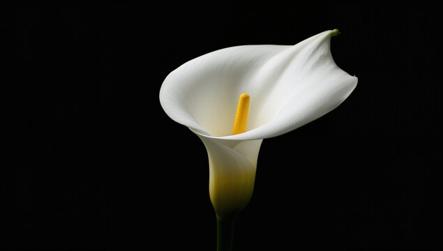 Calla lily against a dark backdrop, suitable for editorial header background