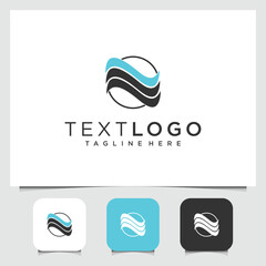 water wave logo template in a circular frame with color variations