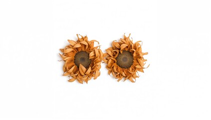 Naklejka premium Double open sunflower seeds on a white background, ideal for packaging design