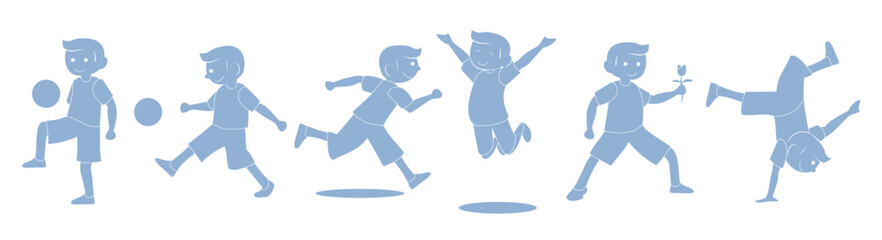 boys activity silhouette vector illustration