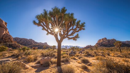 Joshua Tree landscape, showcasing unique rock formations and desert vegetation, erosion risk