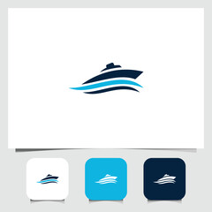 nautical yacht icon design with waves, a simple and modern visual