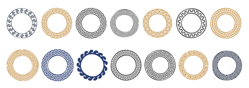 circle greek frames round meander borders decoration