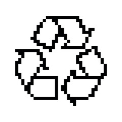 Fototapeta premium Pixelated Recycling Symbol on White Background for Digital Media