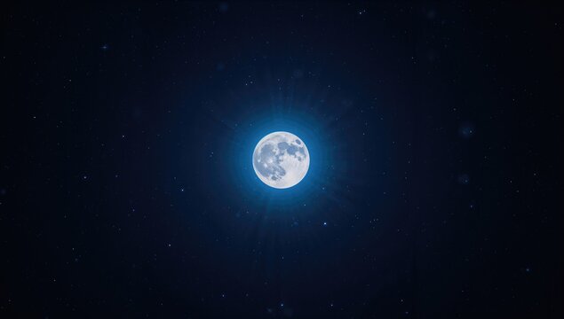 Vibrant full moon illuminating the night sky, celestial beauty, astronomy theme