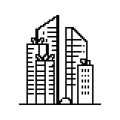 Obraz premium Pixelated Skyscrapers Representing Urban Architecture and City Skyline