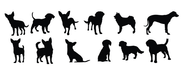 the set of dog silhouette collection