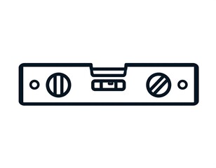 Obraz premium Black and white line drawing of a construction tool used to measure horizontal and vertical surfaces. It has three visible vials