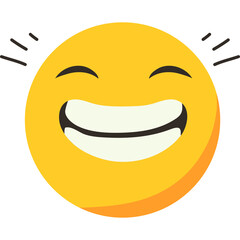A Cheerful Yellow Emoji With Closed Eyes and Wide Grinning Mouth Expressing Joy and Happiness With Simple Sparkle Accents on a Transparent Background