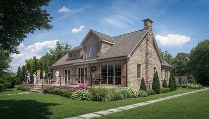 Obraz premium Stone Cottage Featuring a Summer Terrace