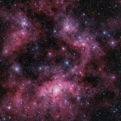 Obraz premium Deep space nebula glowing with red hydrogen clouds and blue stars