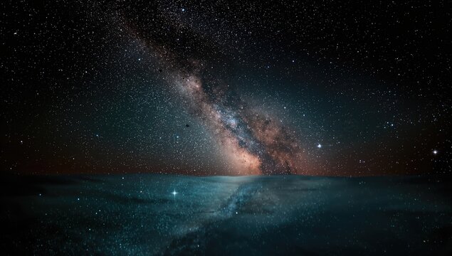 Galaxy of stars and Milky Way shining in a noisy, grainy dark sky - Powered by Adobe