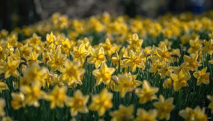 Obraz premium A blanket of Daffodils covering the ground, seasonal change