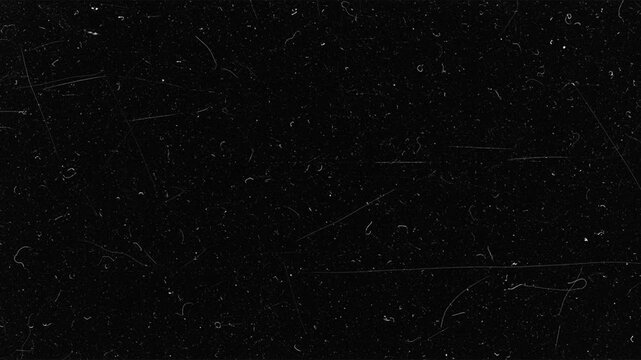 Vintage film scratches and grain texture overlay with dust particles, linear scratches, noise effects, and cluttered imperfections, creating retro cinematic style video, 4K