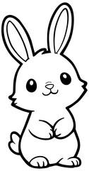 Cute Bunny Coloring Page for Kids. Editable Color Vector