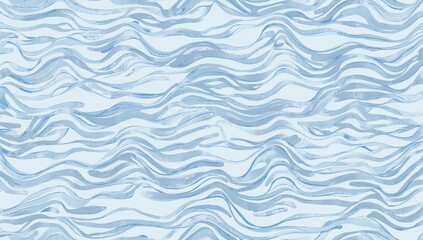 Fototapeta premium Continuous pattern featuring hand-sketched undulating lines on a pale blue backdrop for various design applications