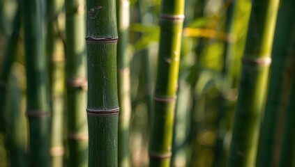 Obraz premium Detailed view of green bamboo, ideal backdrop for design layouts