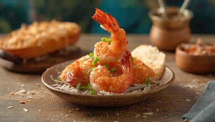 Korean-style fried shrimp, protein-rich meal