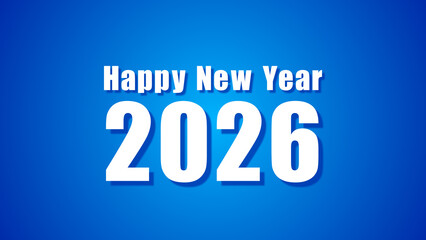 Happy New Year 2026 Text on Blue Background