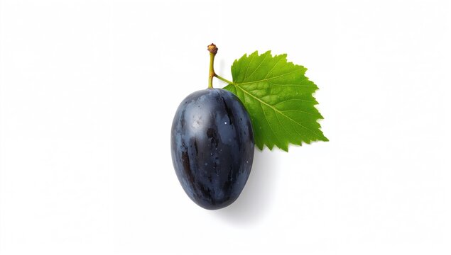 Black grape on a white background, highlighting its natural characteristics and potential wine uses