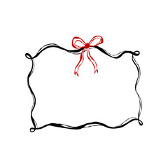 Whimsical hand-drawn ribbon frame. Vector ideal for bachelorette party designs, invitations, stickers, packaging and celebration print projects