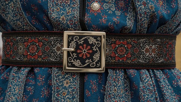 The belt ornament featuring a traditional folk design, showcasing cultural heritage, UNESCO significance