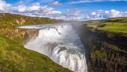 Gullfoss waterfall in Iceland, showcasing the power of natural erosion