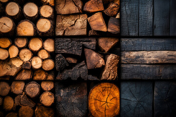 Rustic wooden texture collage for natural and vintage design inspiration