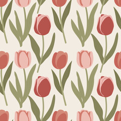 Obraz premium Elegant vintage-style seamless tulip pattern
