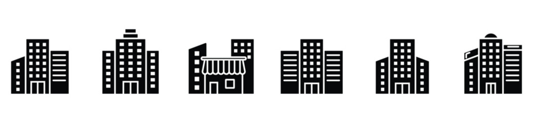 Naklejka premium Building Icon Set — Modern Architecture and City Skyline Vector Collection