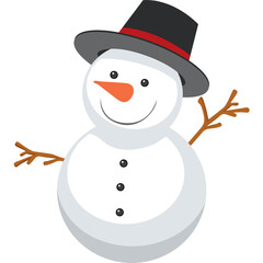 Snowman Flat Icon – Winter Holiday Symbol, Christmas Decoration Vector Illustration