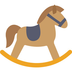 Rocking Horse Flat Icon – Vintage Toy Horse Symbol, Christmas Gift Vector Illustration