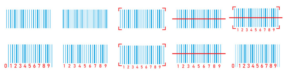 Vector barcode icon set. Digital product code and scanning technology for retail and e-commerce.