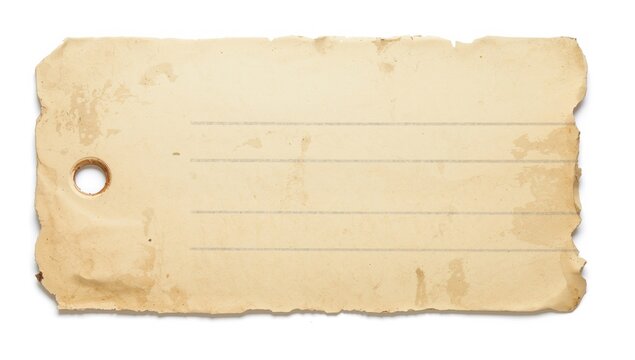 Old blank lined index card with round hole, potential for note-taking or organization
