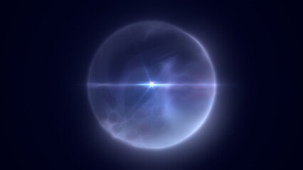 Radiant violet glowing orb emitting cosmic energy, representing mystery, power, and interstellar harmony