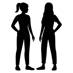 Minimal Female Silhouettes Facing Each Other