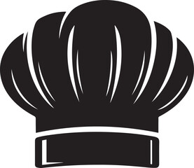 Classic black silhouette of a tall chef s toque hat with pleats and a band symbolizing culinary arts and professional cooking