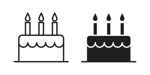 Cake birthday icon designs collection for mobile, ui, web.