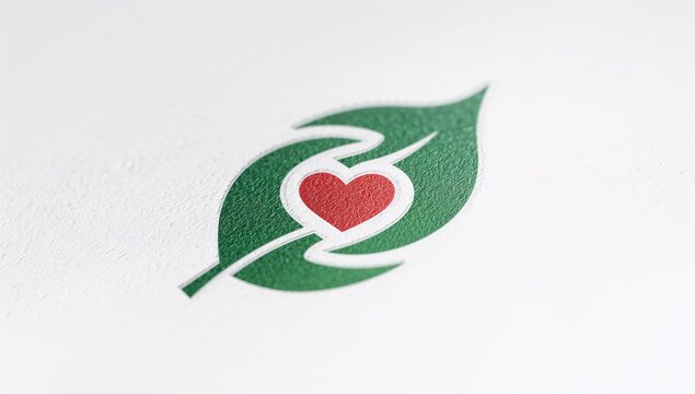 Leaf Icon with a heart design, vector illustration for a modern logo emblem