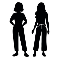 Stylish Female Silhouettes in Modern Outfits