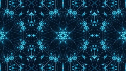 Abstract digital design of neon blue geometric patterns in a dark background - Powered by Adobe