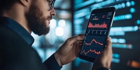 Professional Trader Analyzing Stock Market Data on Multiple Screens with Trading Tools and Charts