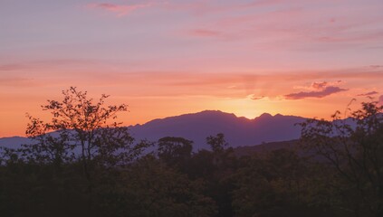 Fototapeta premium Gorgeous mountain outlines at dawn