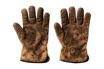 Dirty Gardening Gloves Isolated on a Transparent Background