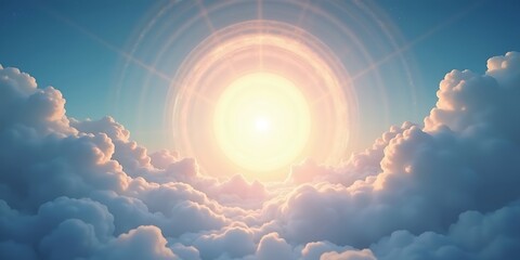 Celestial Gateway Concept with Radiant Sun and Cloud Iridescence