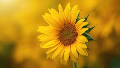 Obraz premium Close-up of a Mexican sunflower, vibrant yellow floral backdrop, suitable for editorial header background
