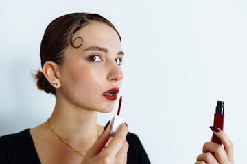 portrait young woman with bright makeup