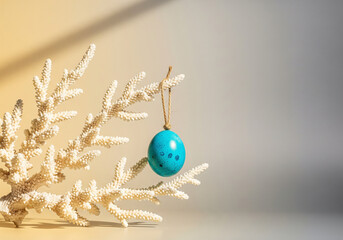 White Coral with Hanging Turquoise Ornament on Gradient Background